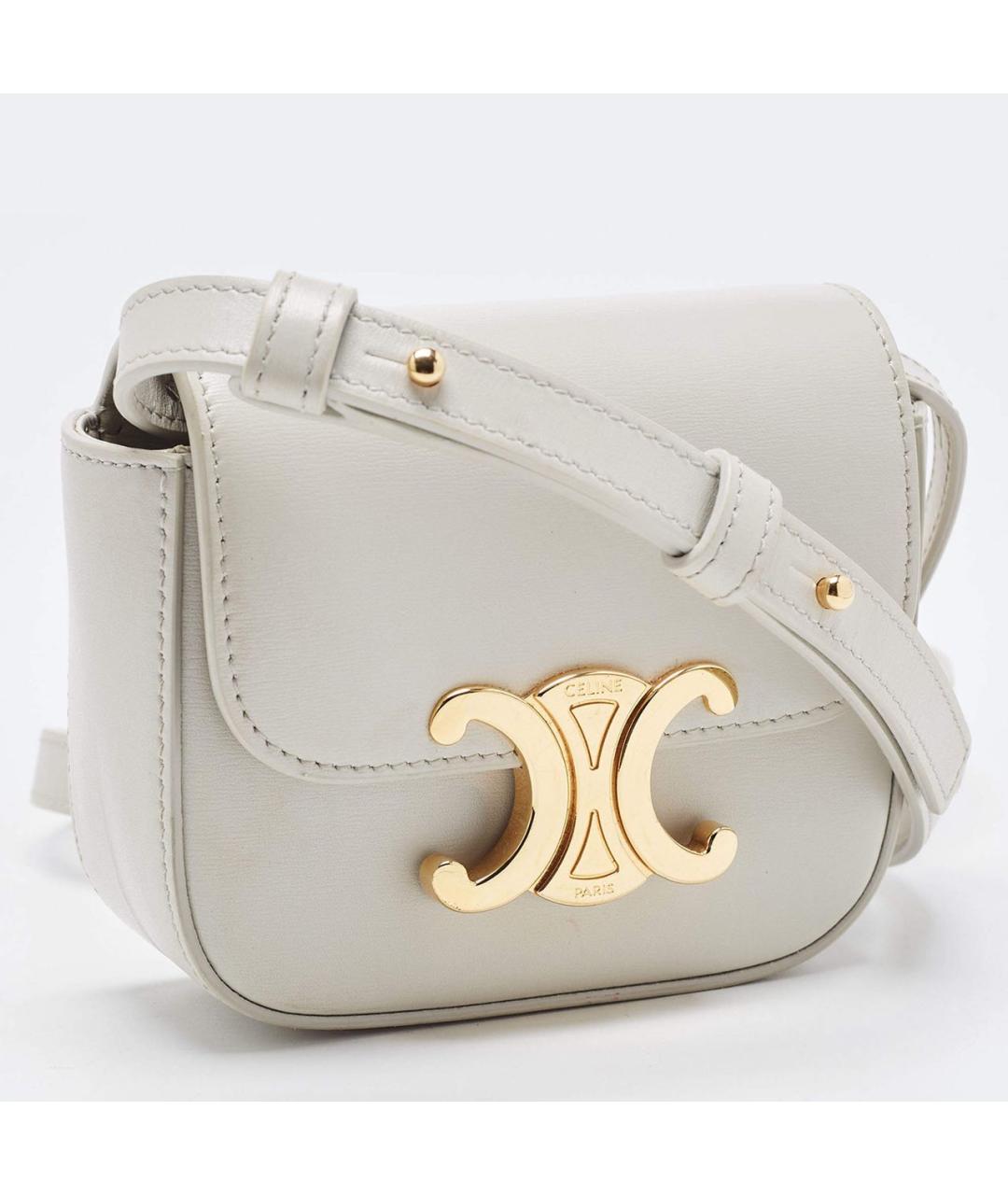 CELINE Бежевая кожаная сумка через плечо, фото 2