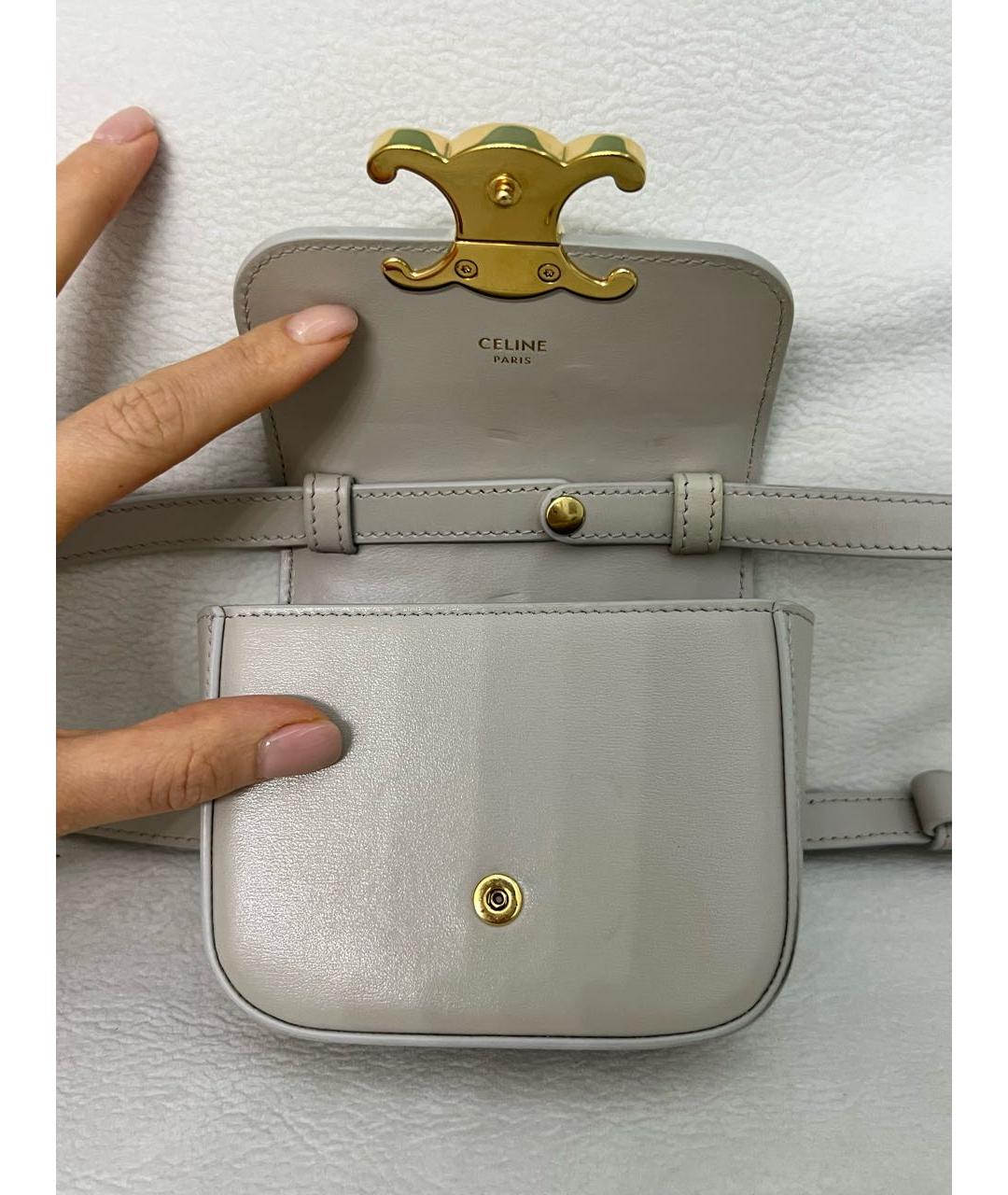 CELINE Бежевая кожаная сумка через плечо, фото 4