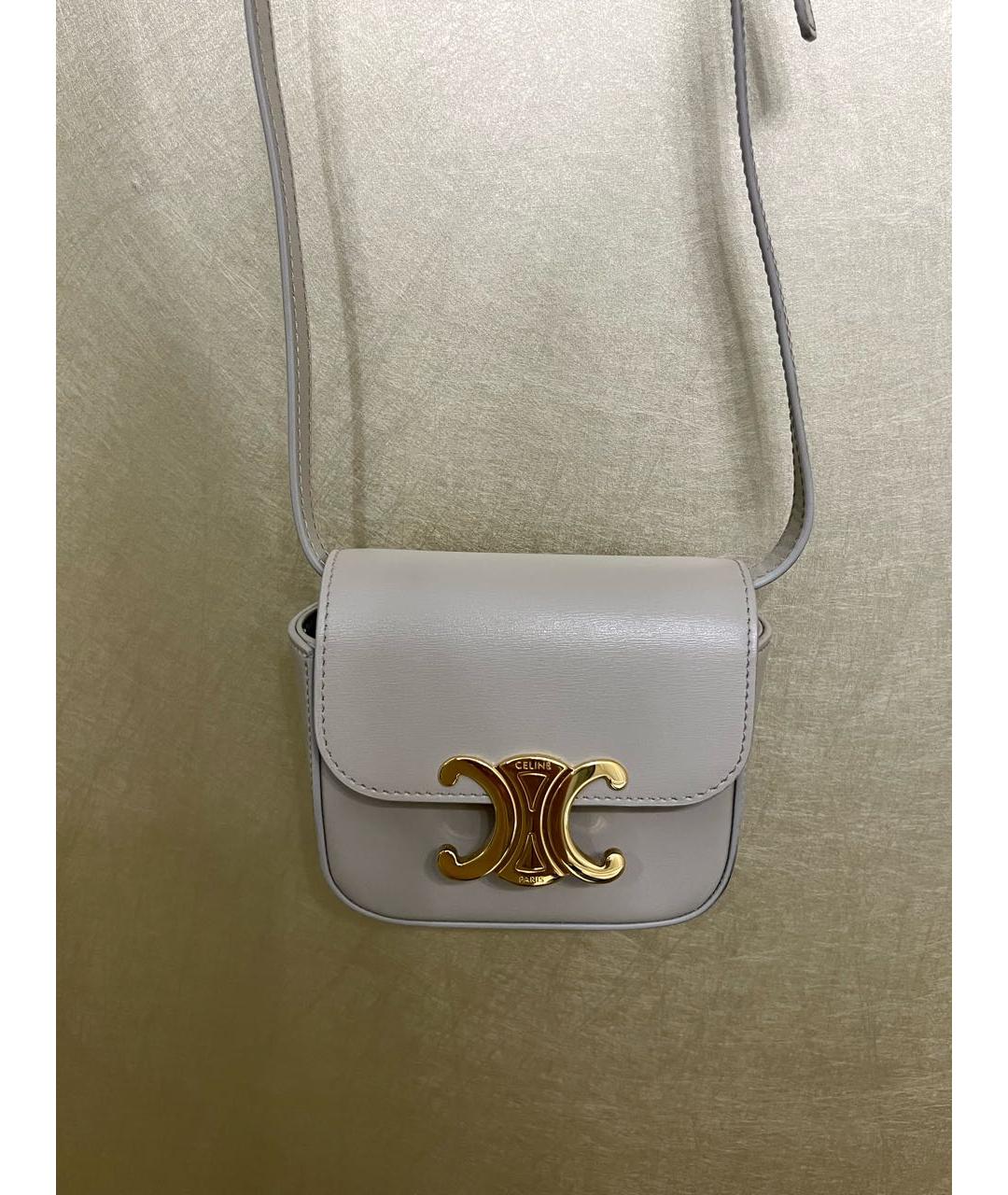 CELINE Бежевая кожаная сумка через плечо, фото 5