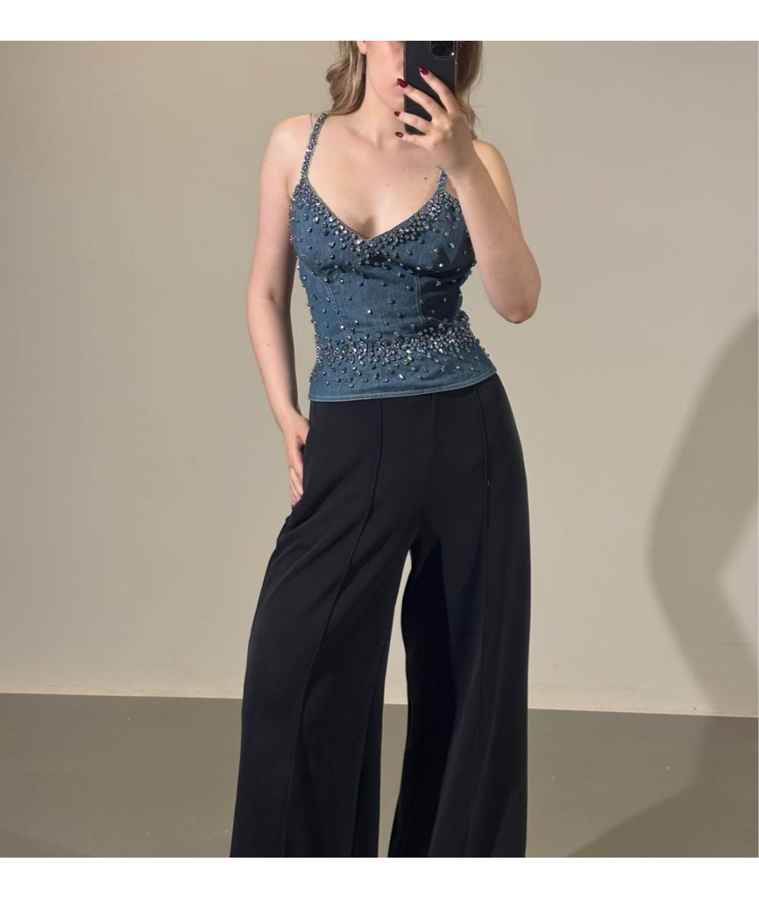 ERMANNO SCERVINO Голубая хлопковая майка, фото 6