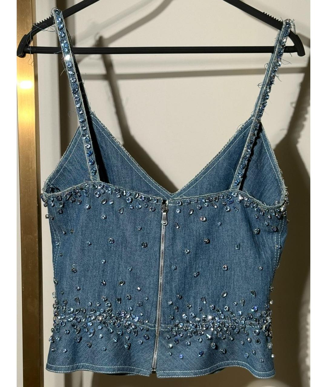 ERMANNO SCERVINO Голубая хлопковая майка, фото 2