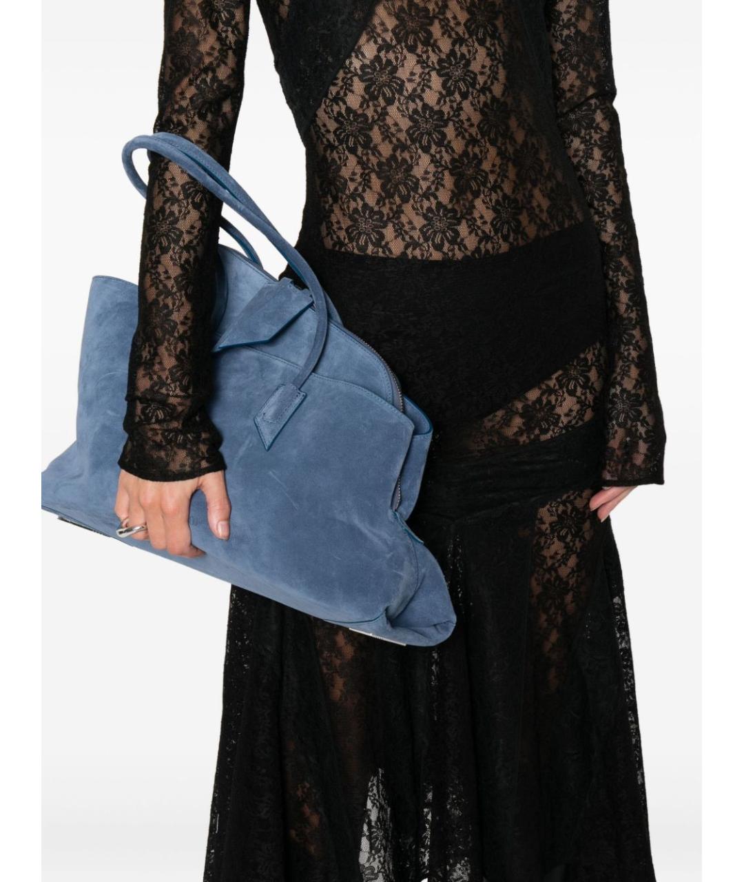THE ATTICO Голубая замшевая сумка тоут, фото 2