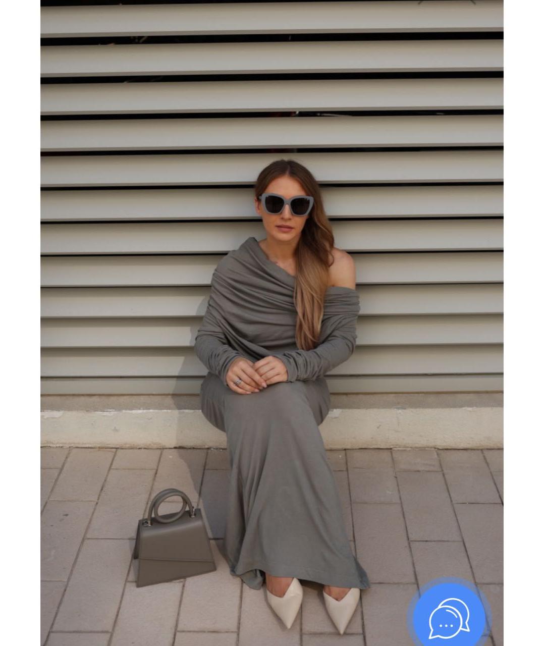 entire studios Серая хлопко-эластановая юбка макси, фото 6