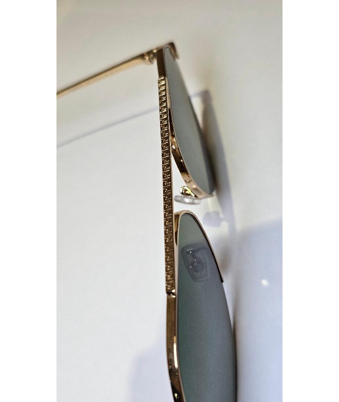 FENDI Золотые металлические солнцезащитные очки, фото 3