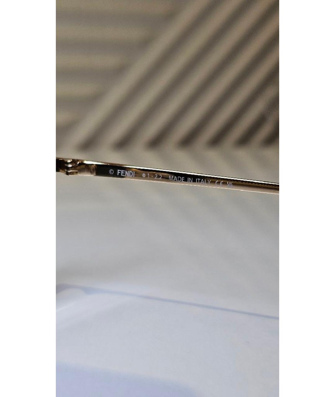 FENDI Золотые металлические солнцезащитные очки, фото 6