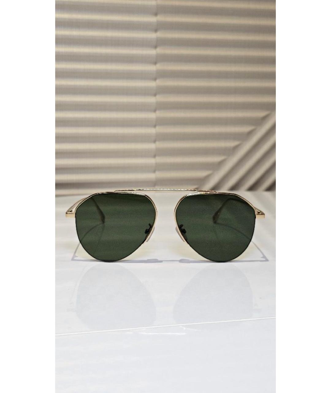 FENDI Золотые металлические солнцезащитные очки, фото 9