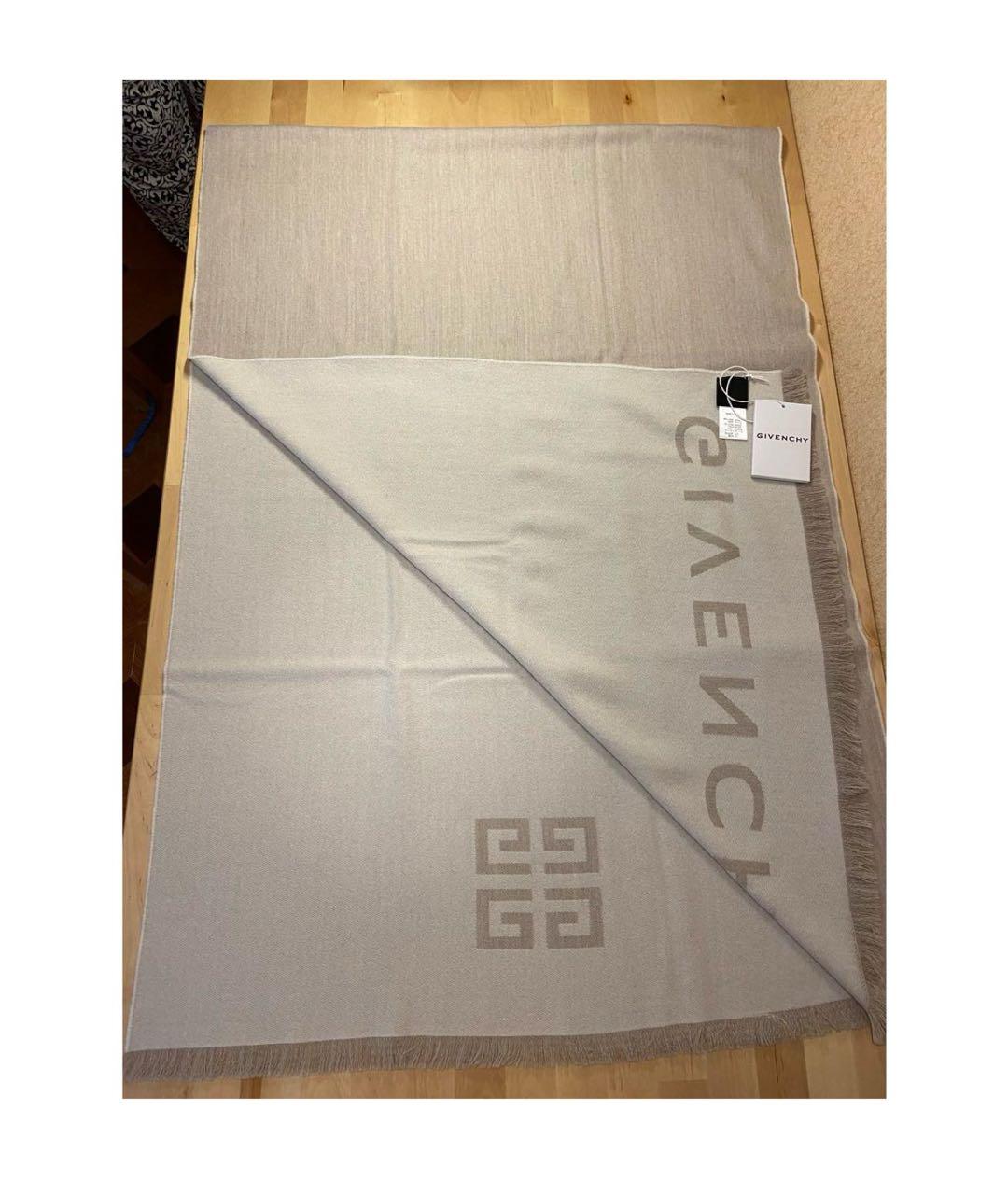 GIVENCHY Бежевый шерстяной шарф, фото 4
