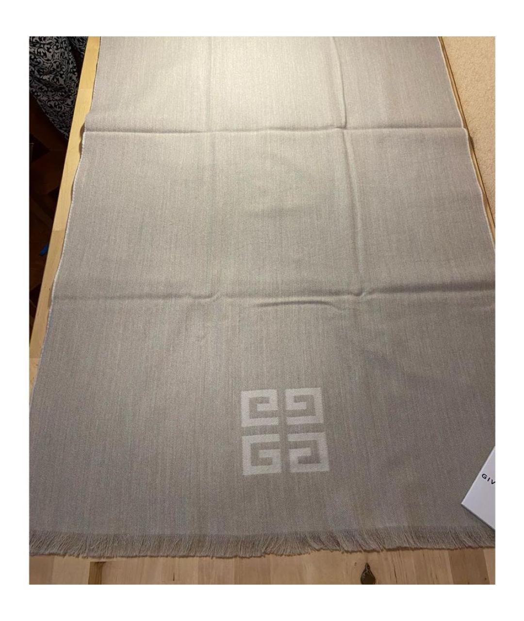 GIVENCHY Бежевый шерстяной шарф, фото 5