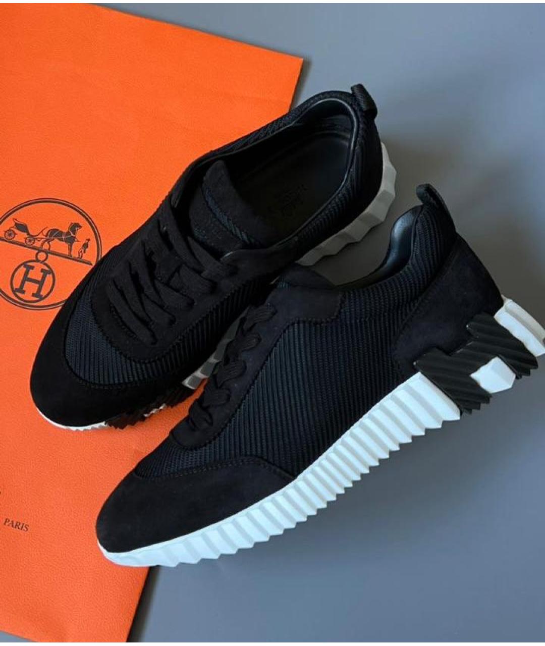 HERMES Черные текстильные кроссовки, фото 2