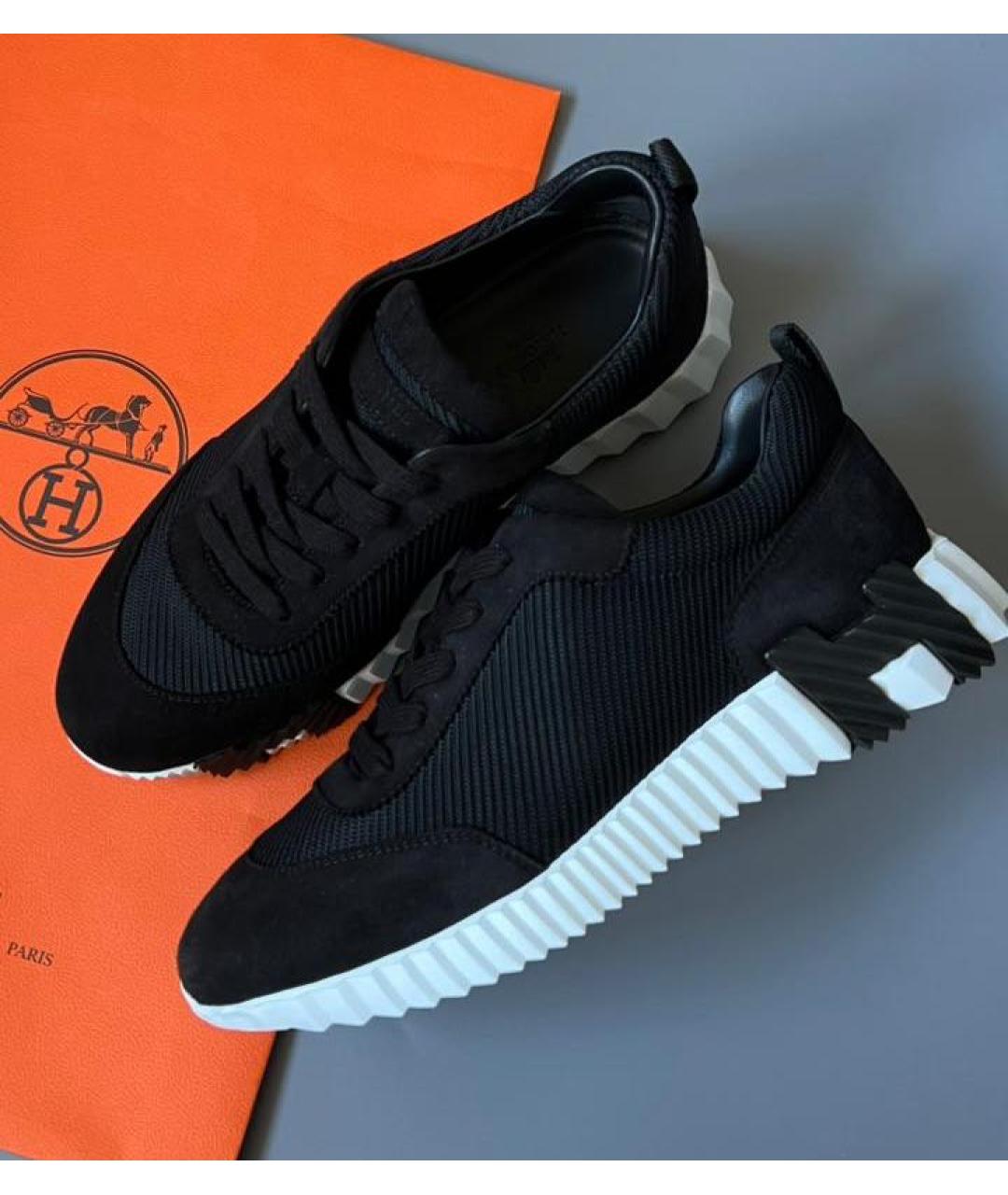 HERMES Черные текстильные кроссовки, фото 3