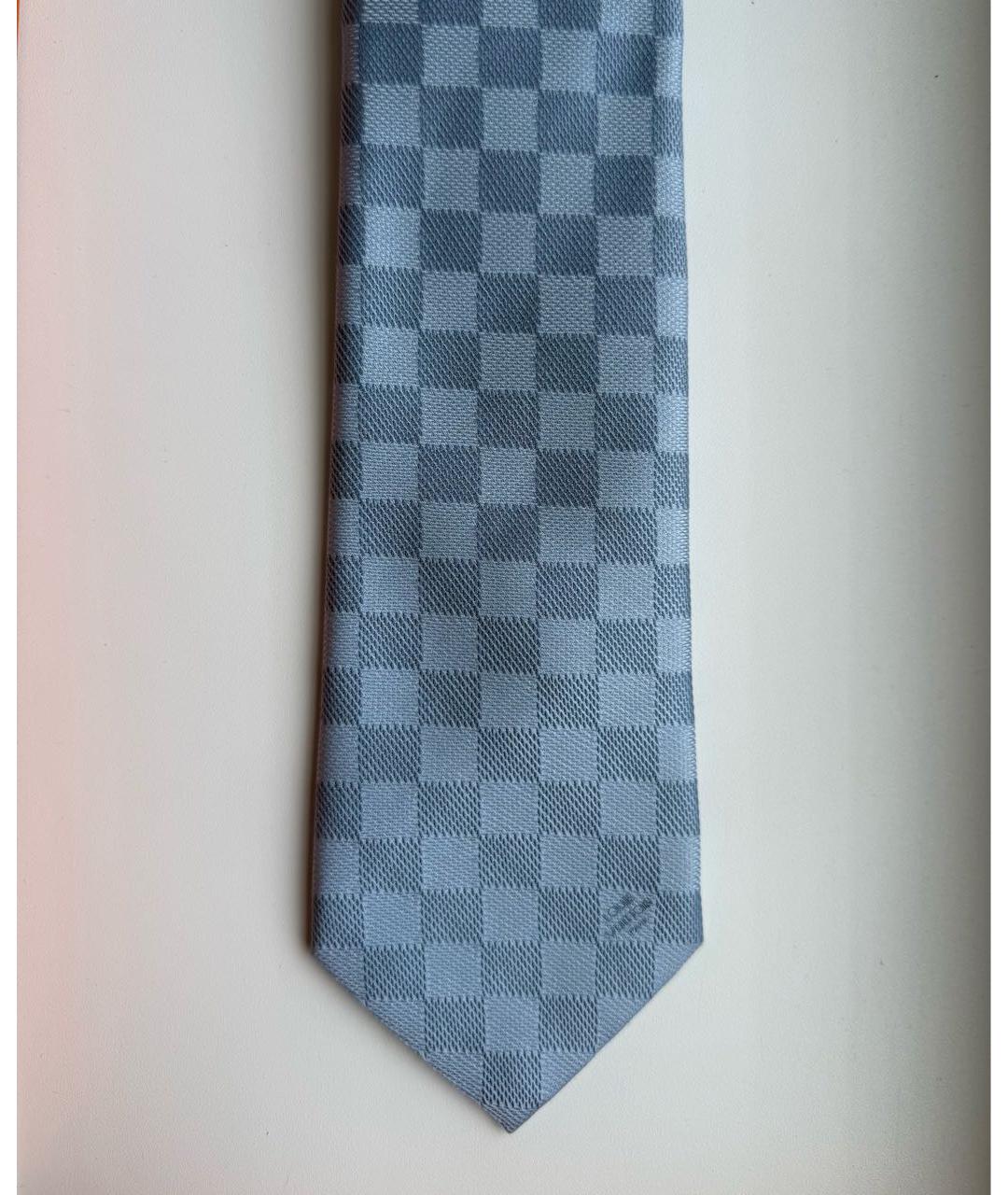 LOUIS VUITTON Голубой шелковый галстук, фото 4