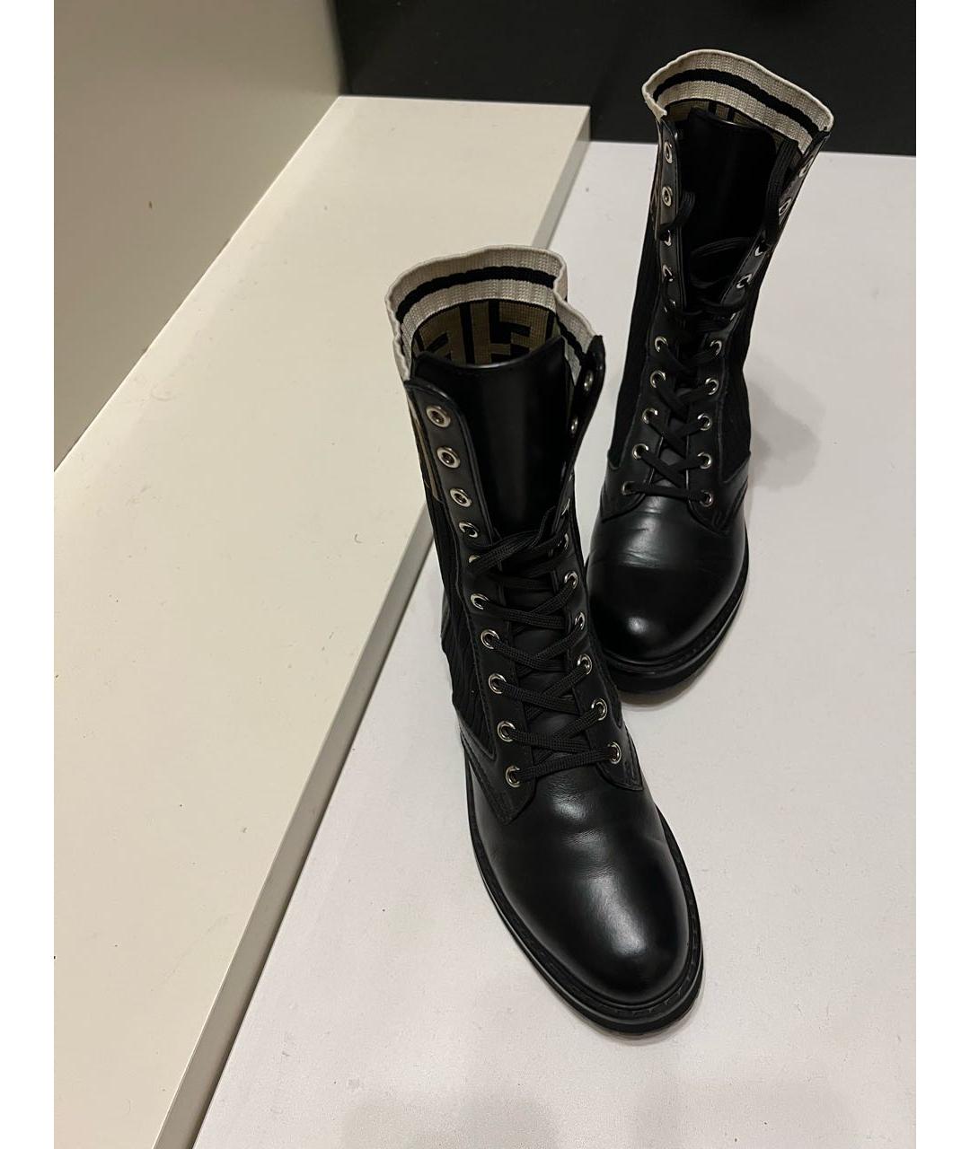 FENDI Черные кожаные ботинки, фото 3