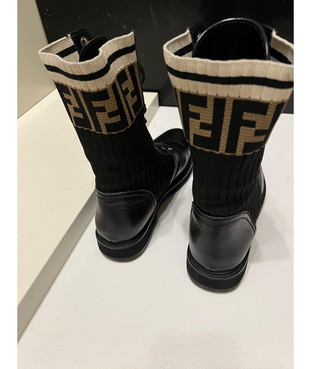 FENDI Черные кожаные ботинки, фото 6