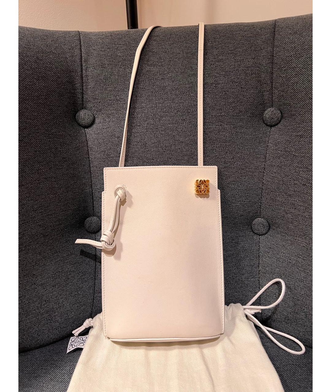 LOEWE Белая кожаная сумка через плечо, фото 7