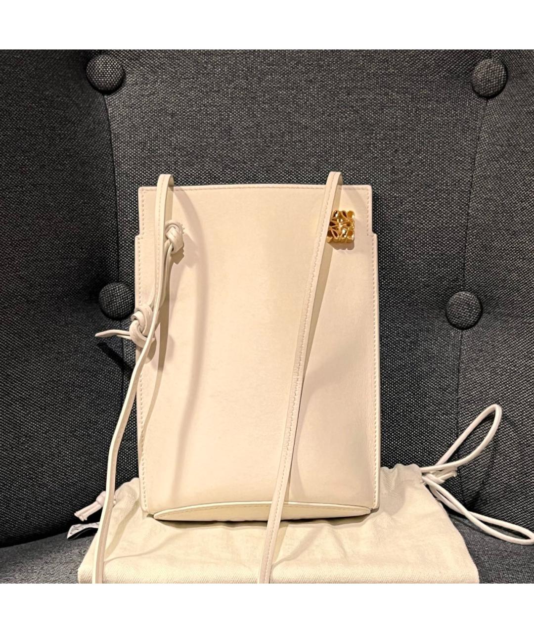 LOEWE Белая кожаная сумка через плечо, фото 2