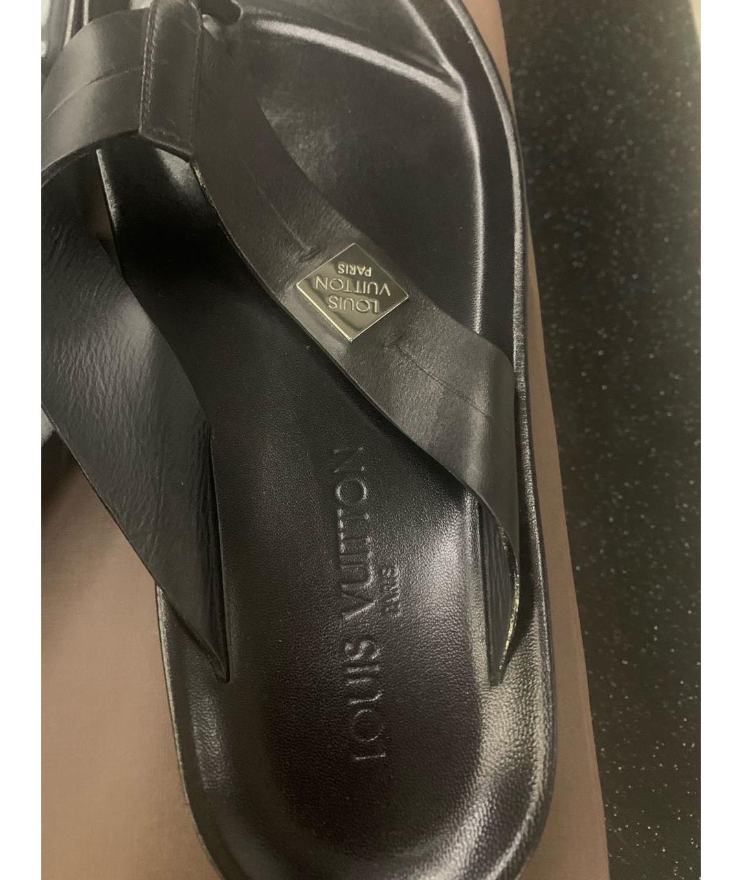 LOUIS VUITTON Черные кожаные шлепанцы, фото 6