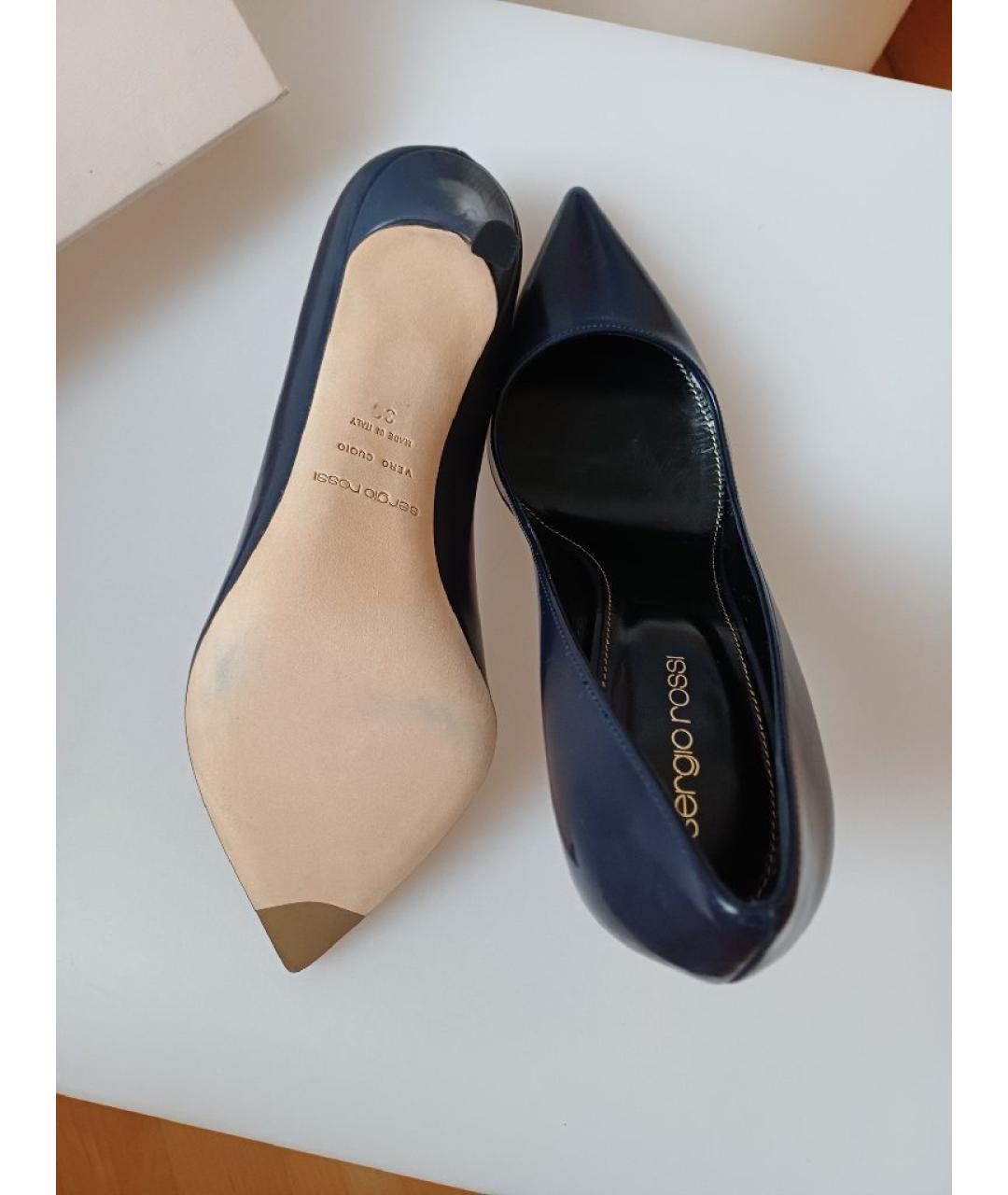 SERGIO ROSSI Темно-синие туфли из лакированной кожи, фото 8