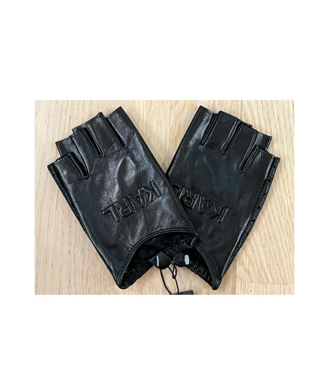 KARL LAGERFELD Черные кожаные перчатки, фото 3