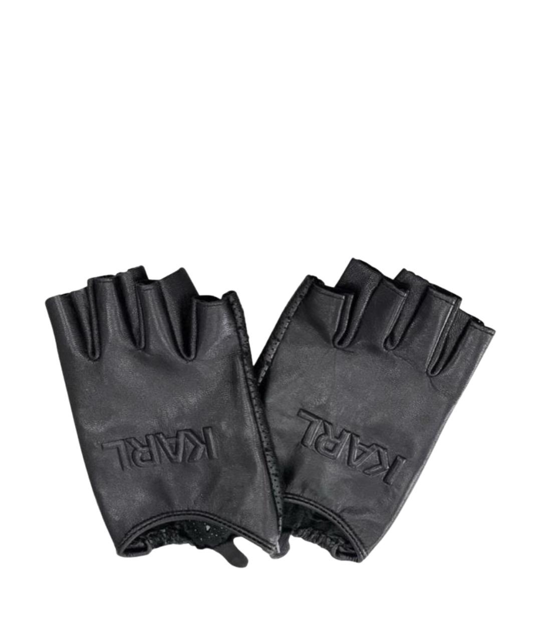 KARL LAGERFELD Черные кожаные перчатки, фото 1