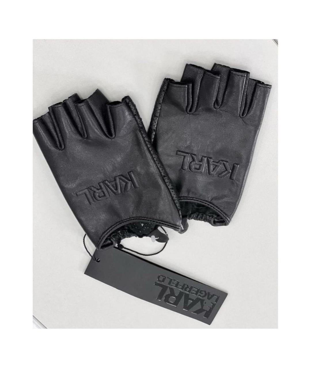 KARL LAGERFELD Черные кожаные перчатки, фото 4