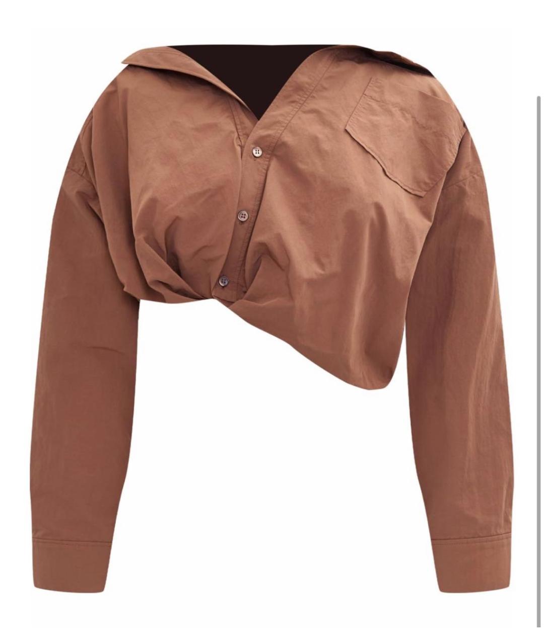 JACQUEMUS Коричневая хлопковая рубашка, фото 4