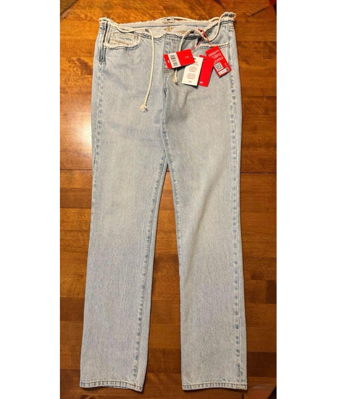 DIESEL Голубые хлопковые прямые джинсы, фото 5