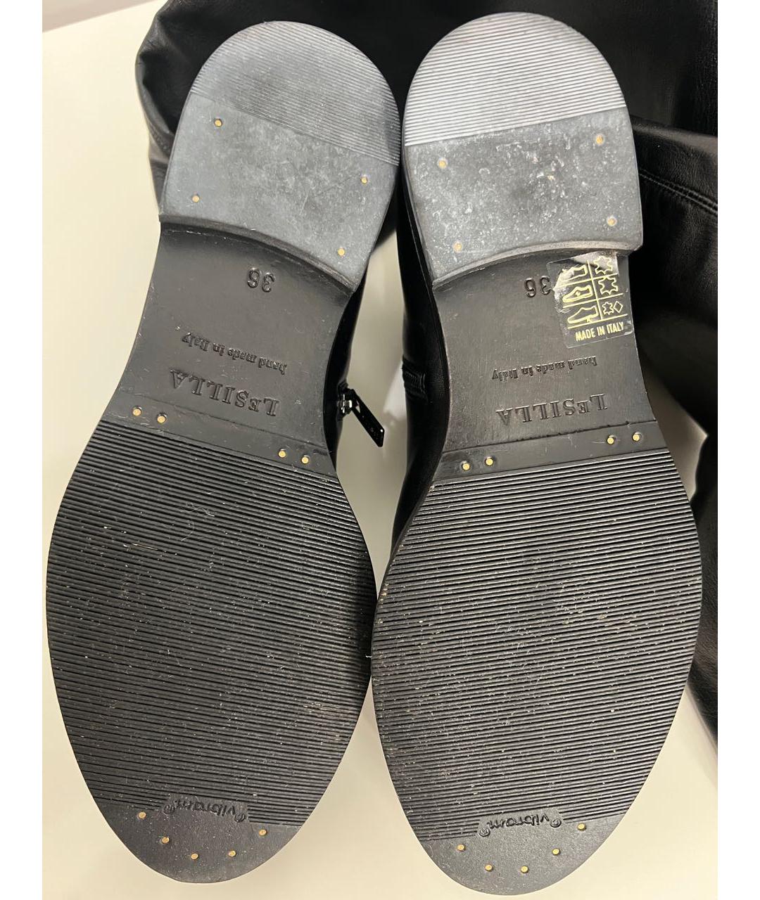 LE SILLA Черные кожаные ботфорты, фото 5