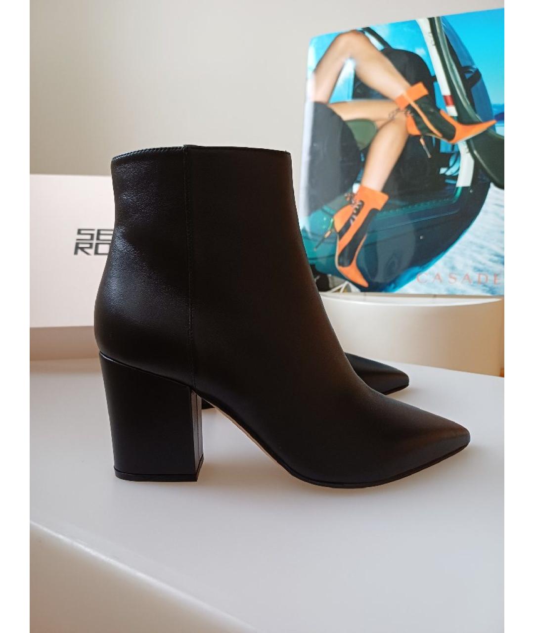 SERGIO ROSSI Черные кожаные ботильоны, фото 5