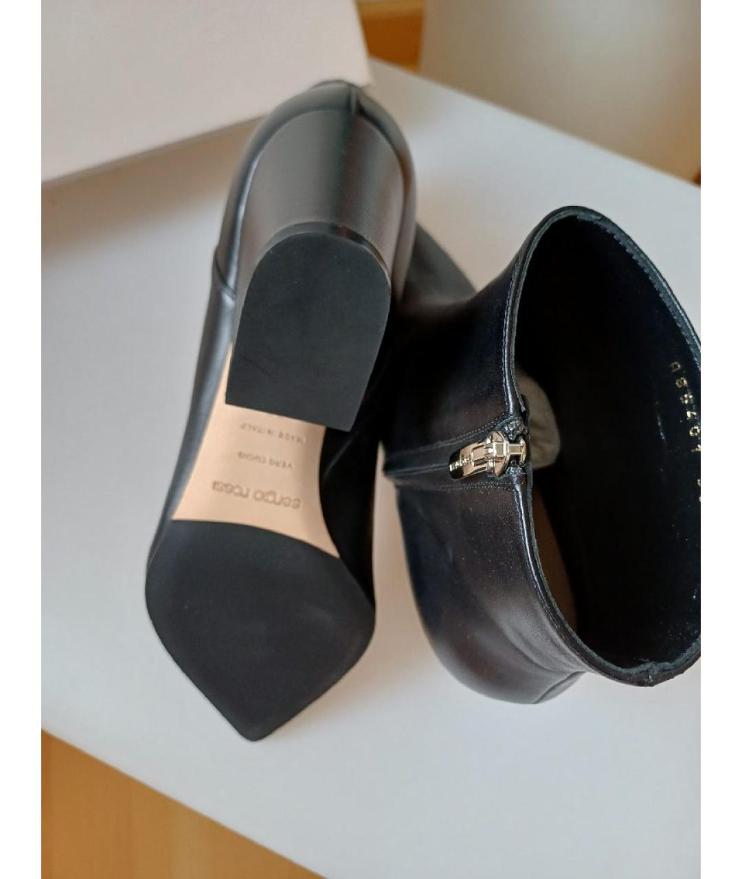 SERGIO ROSSI Черные кожаные ботильоны, фото 8