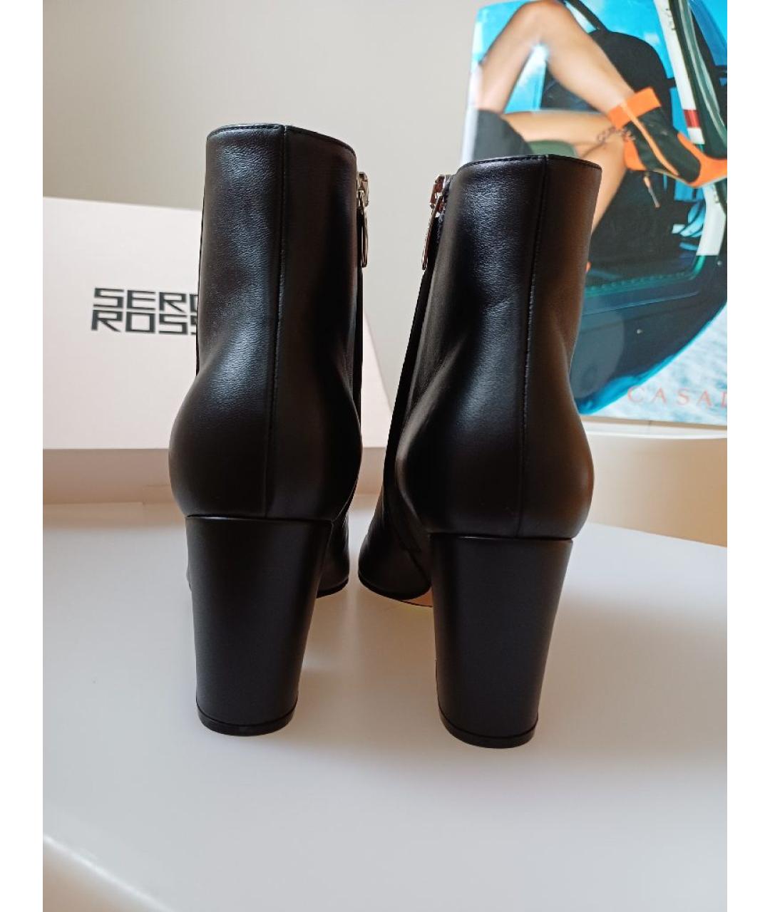 SERGIO ROSSI Черные кожаные ботильоны, фото 7