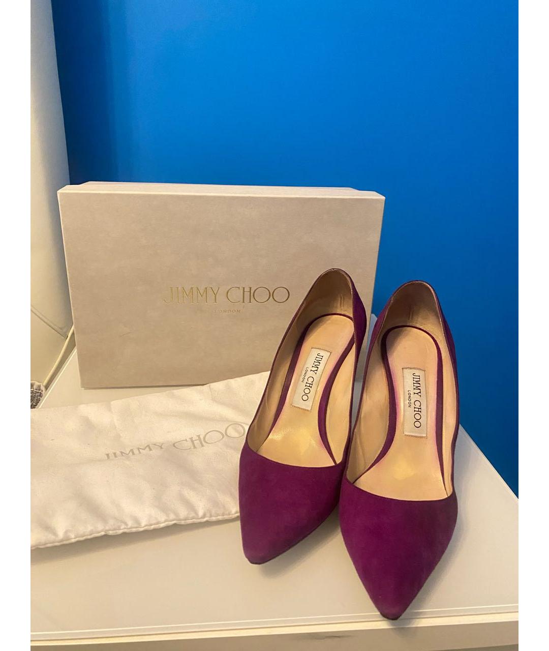 JIMMY CHOO Фиолетовые замшевые туфли, фото 6