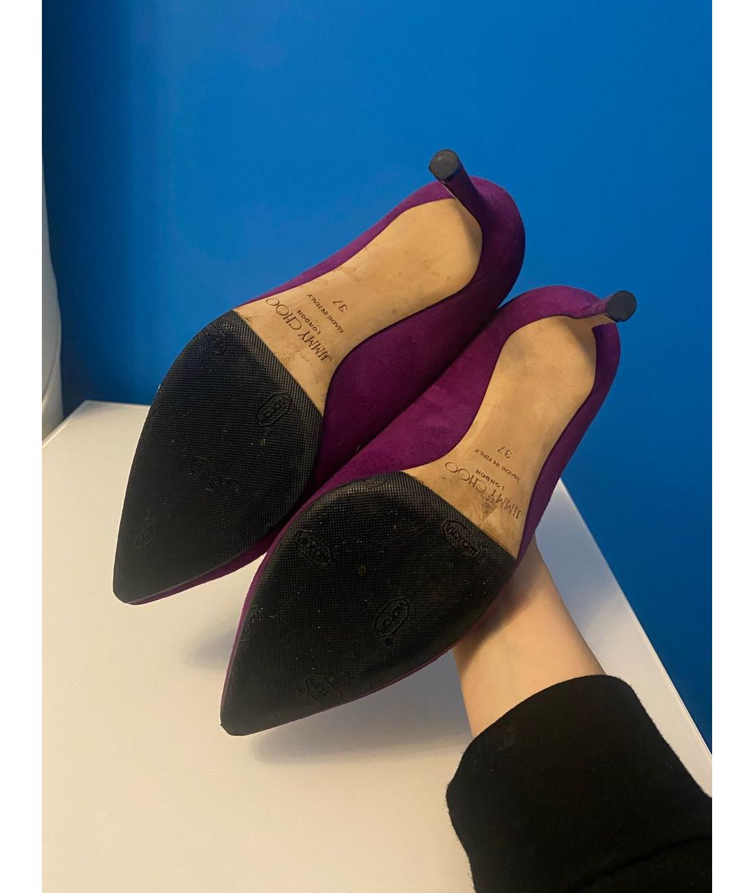 JIMMY CHOO Фиолетовые замшевые туфли, фото 5