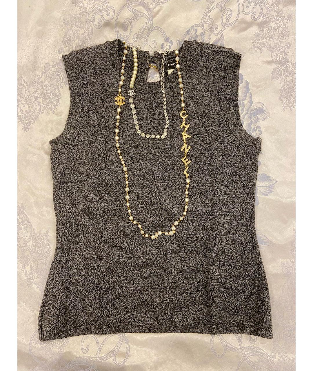 CHANEL Серая шерстяная майка, фото 7