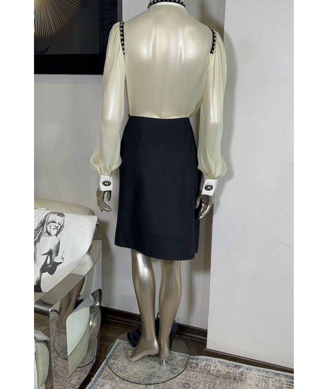 YVES SAINT LAURENT VINTAGE Черная шерстяная юбка миди, фото 4