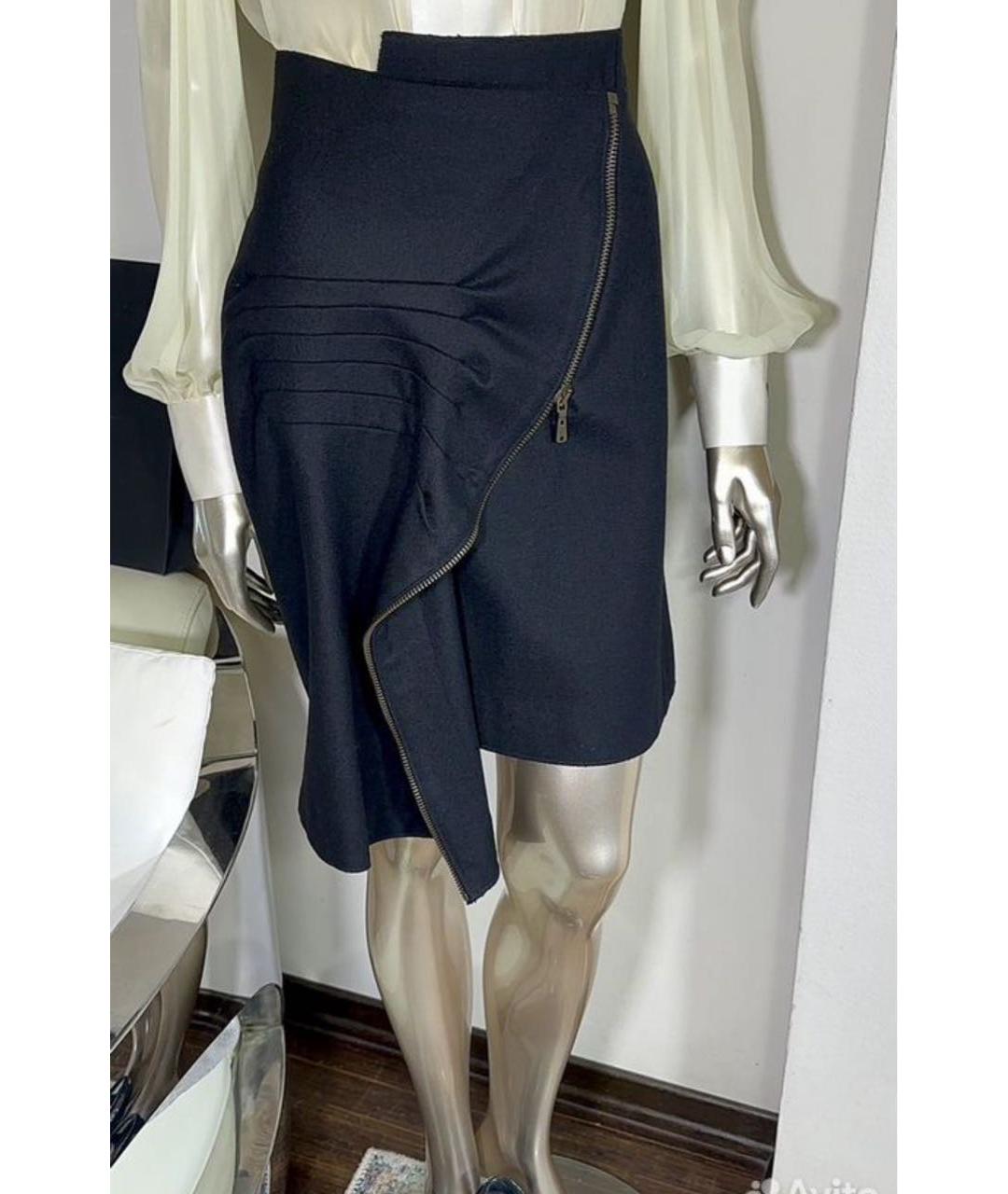 YVES SAINT LAURENT VINTAGE Черная шерстяная юбка миди, фото 3