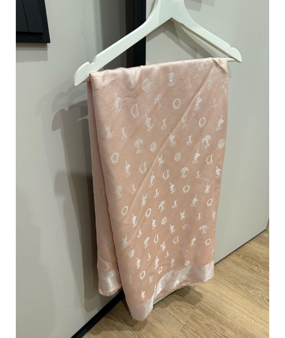 CHRISTIAN DIOR Розовый шелковый шарф, фото 4