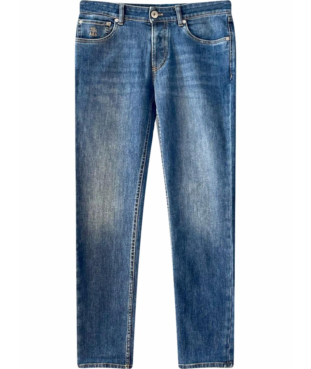 BRUNELLO CUCINELLI Синие хлопковые прямые джинсы, фото 1