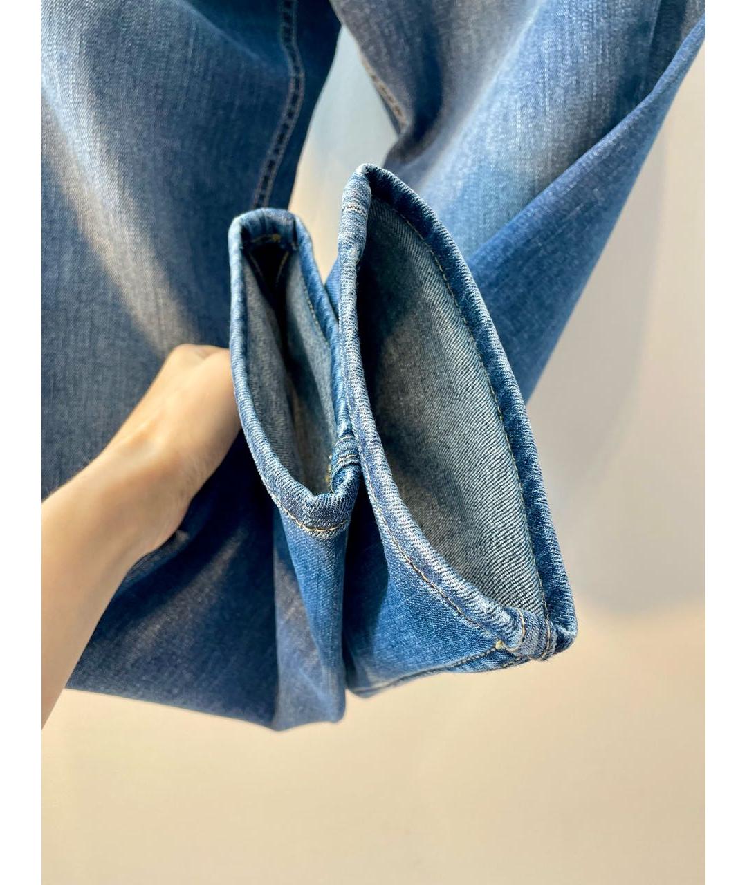 BRUNELLO CUCINELLI Синие хлопковые прямые джинсы, фото 5