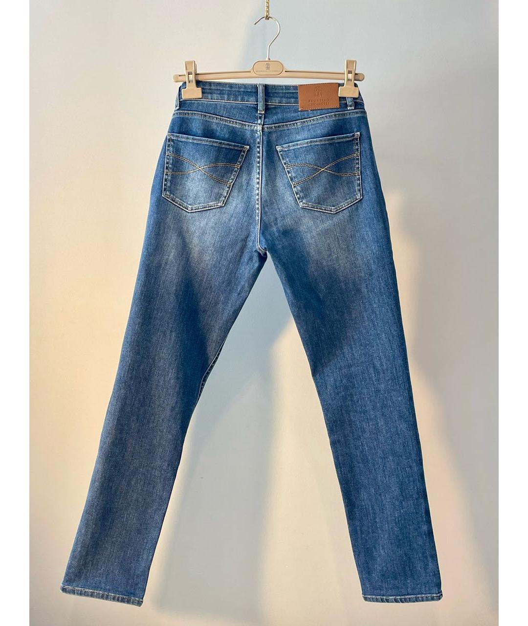 BRUNELLO CUCINELLI Синие хлопковые прямые джинсы, фото 2