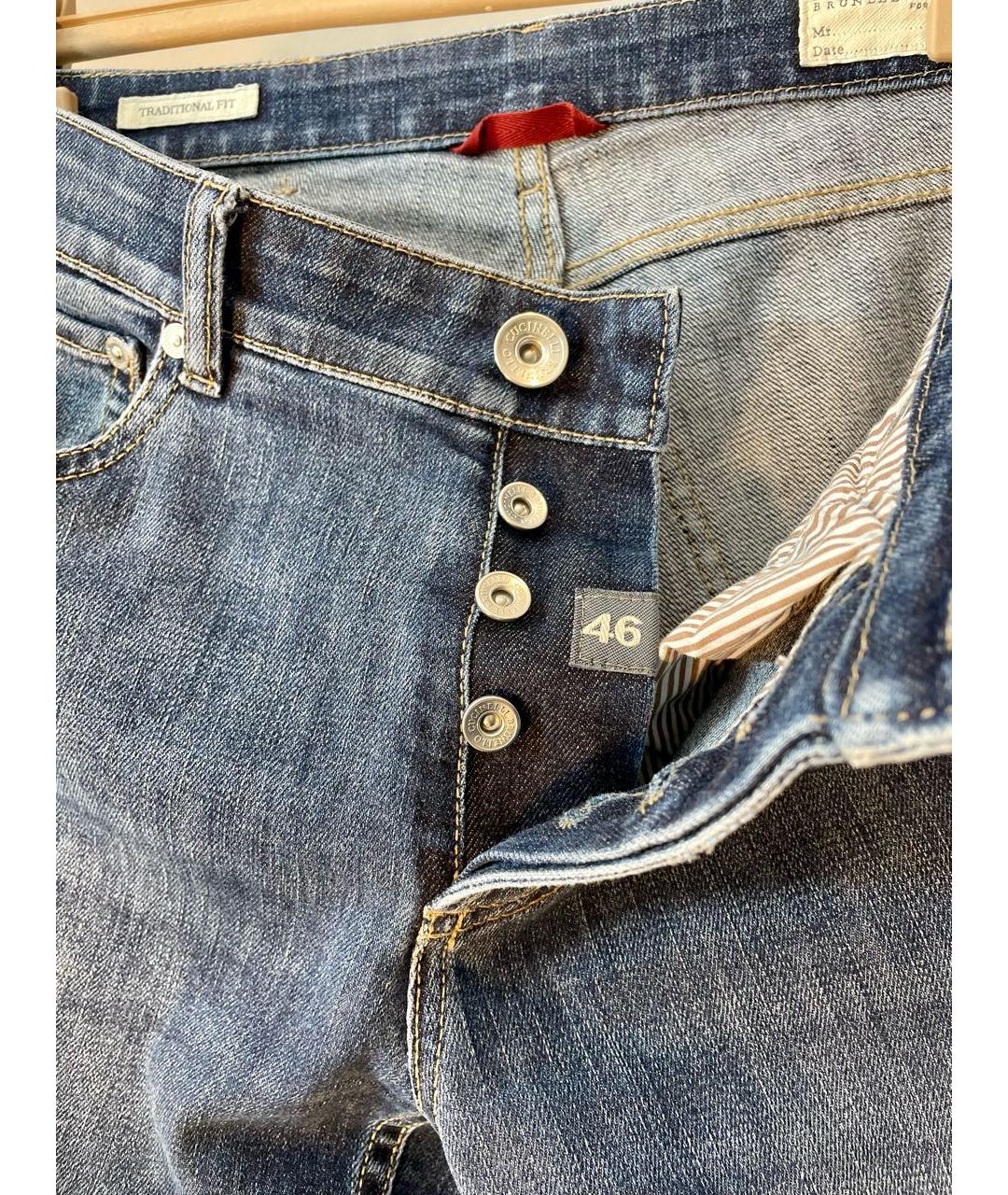 BRUNELLO CUCINELLI Синие хлопковые прямые джинсы, фото 3