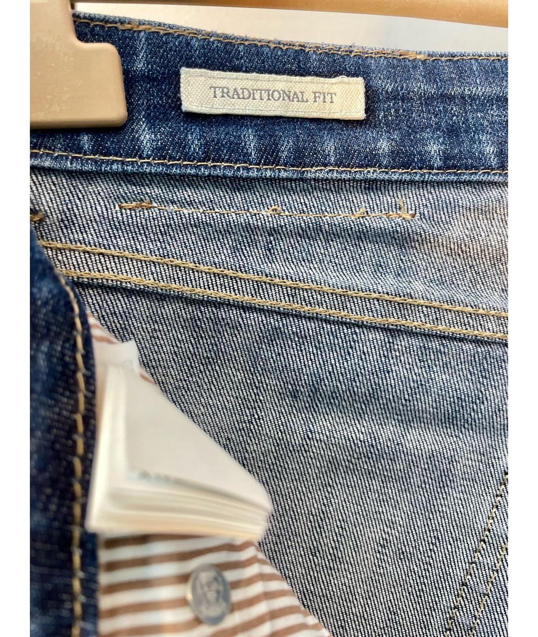 BRUNELLO CUCINELLI Синие хлопковые прямые джинсы, фото 4