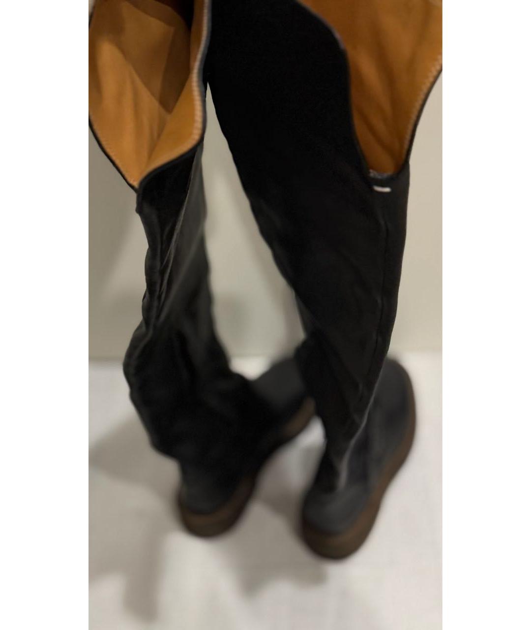 MAISON MARGIELA Черные кожаные ботфорты, фото 4