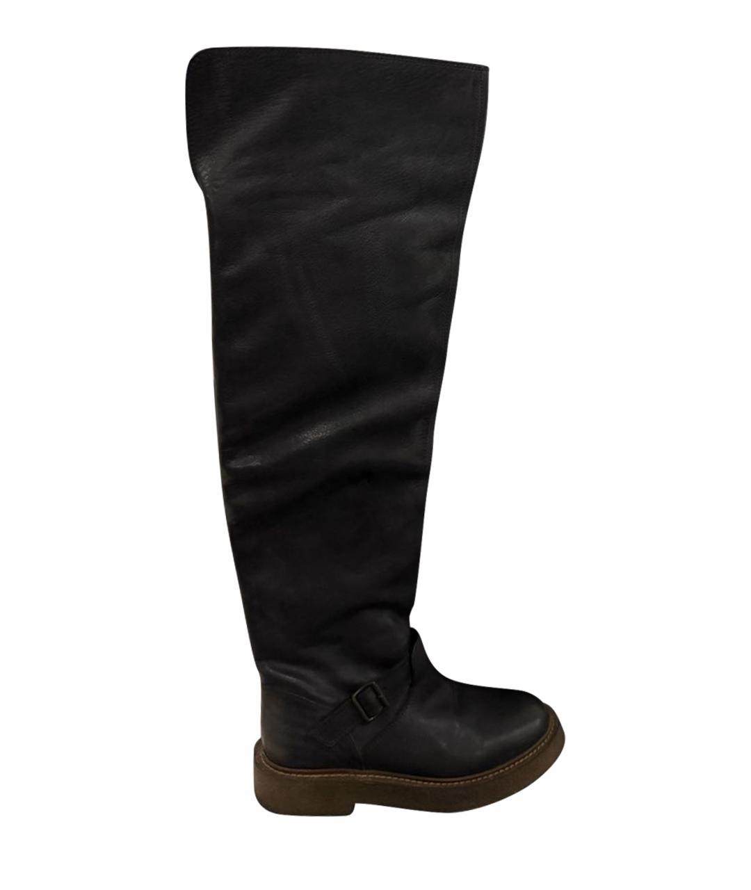 MAISON MARGIELA Черные кожаные ботфорты, фото 1