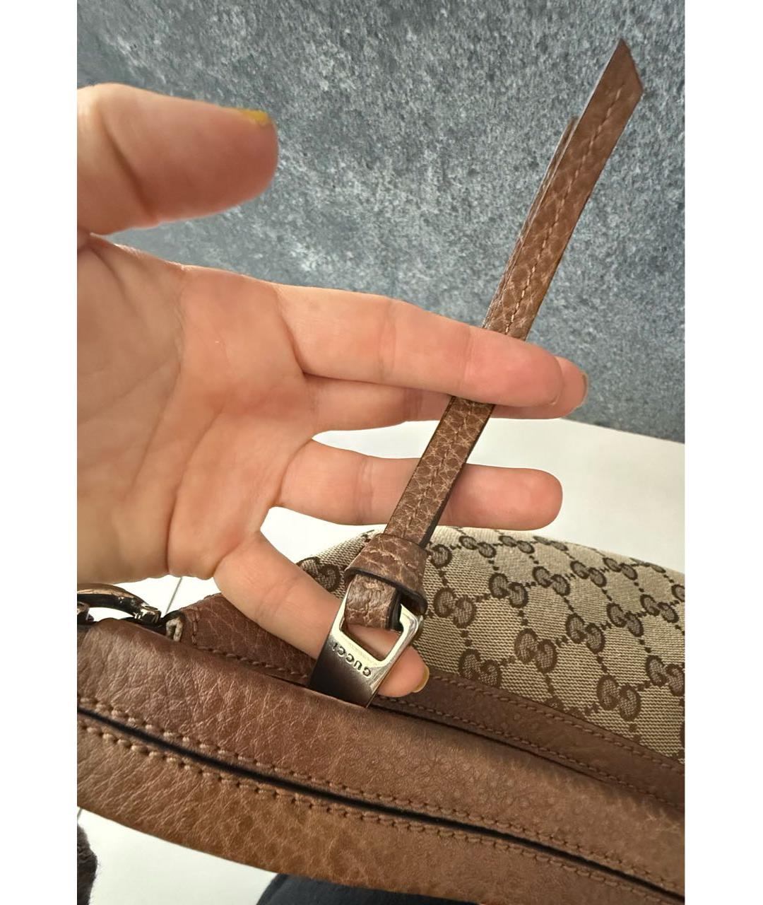 GUCCI Коричневая кожаная сумка тоут, фото 5