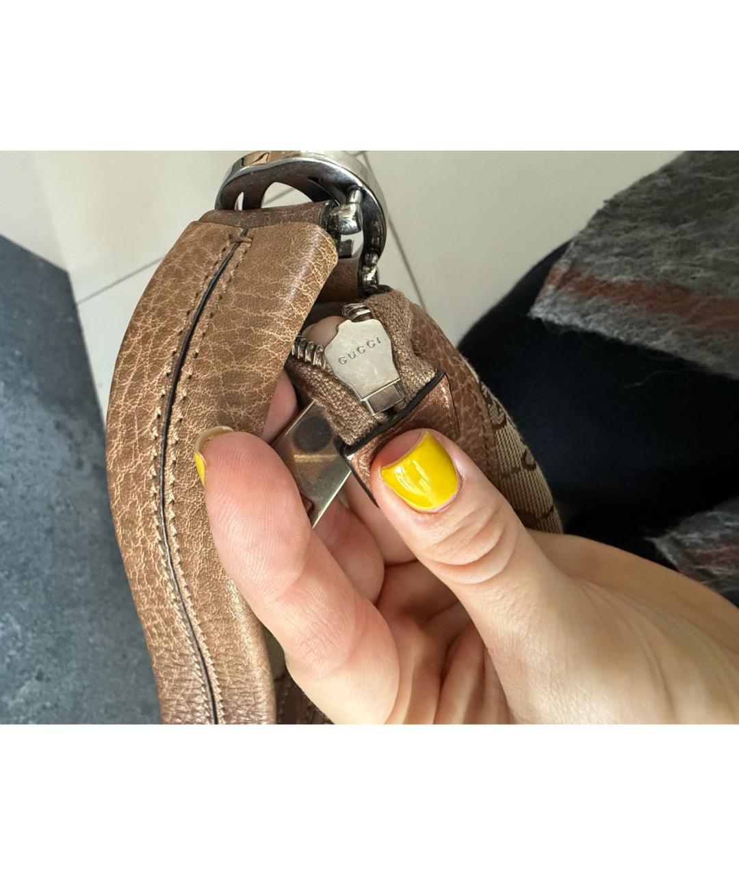 GUCCI Коричневая кожаная сумка тоут, фото 6