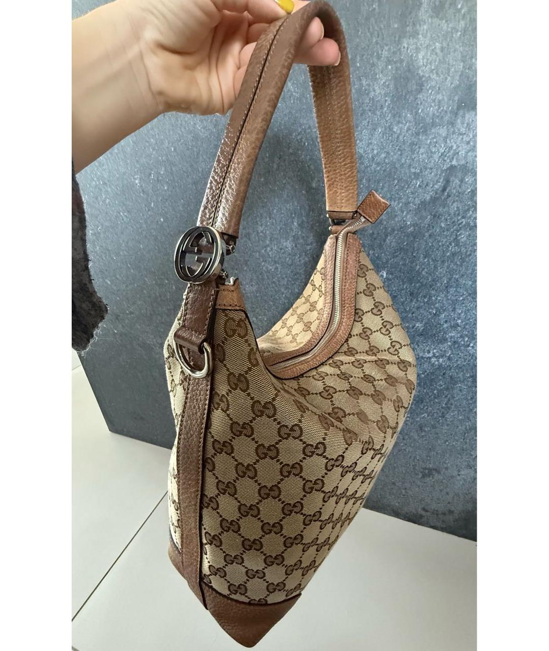 GUCCI Коричневая кожаная сумка тоут, фото 4