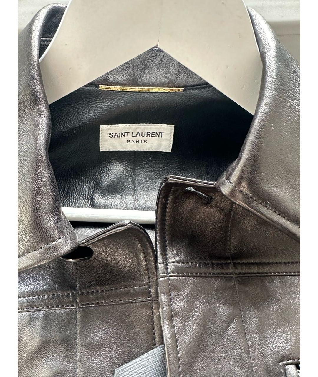 SAINT LAURENT Черная кожаная куртка, фото 3