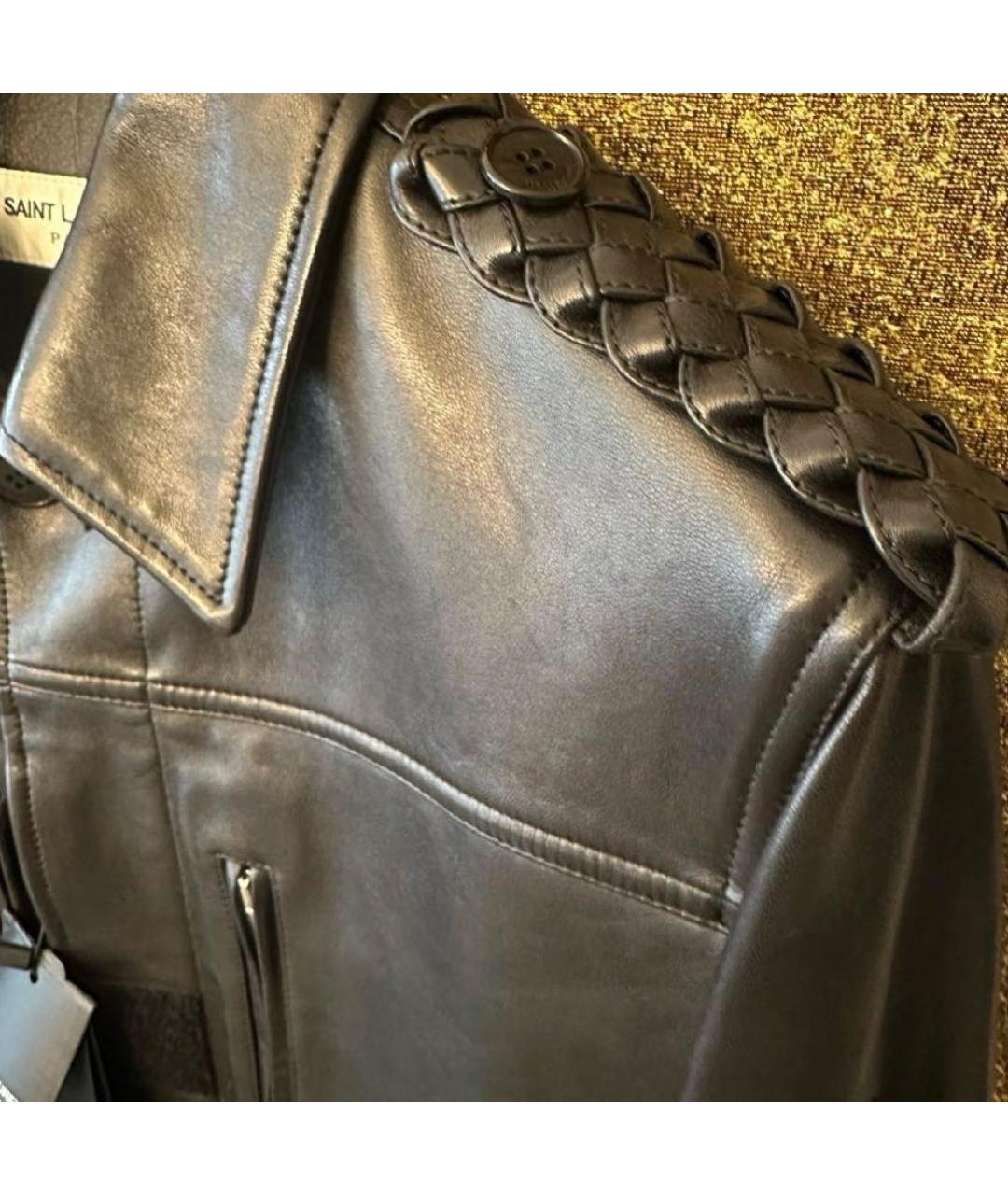 SAINT LAURENT Черная кожаная куртка, фото 6