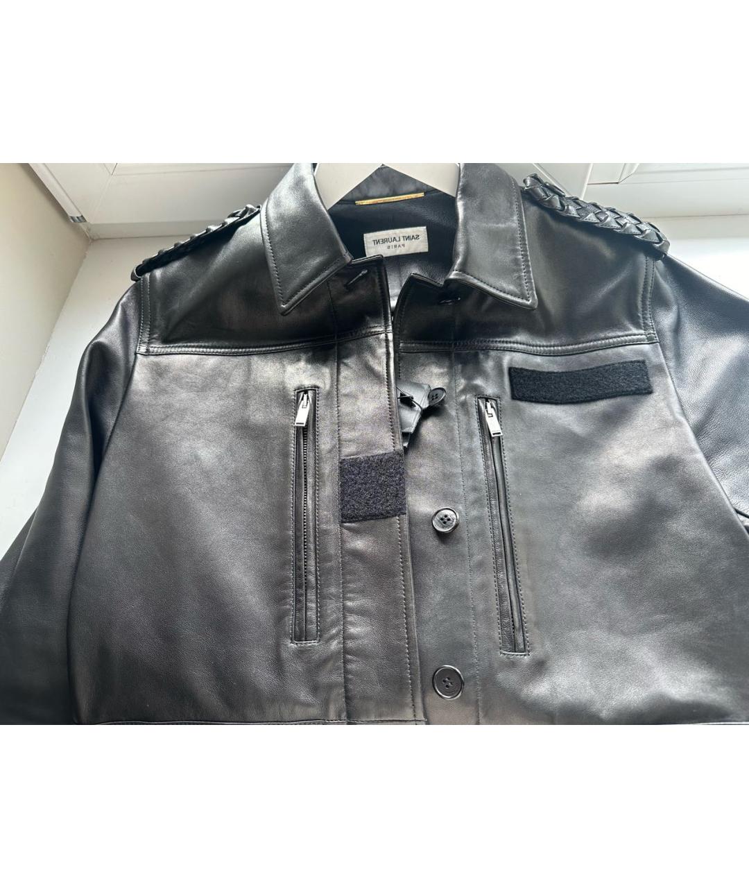 SAINT LAURENT Черная кожаная куртка, фото 4