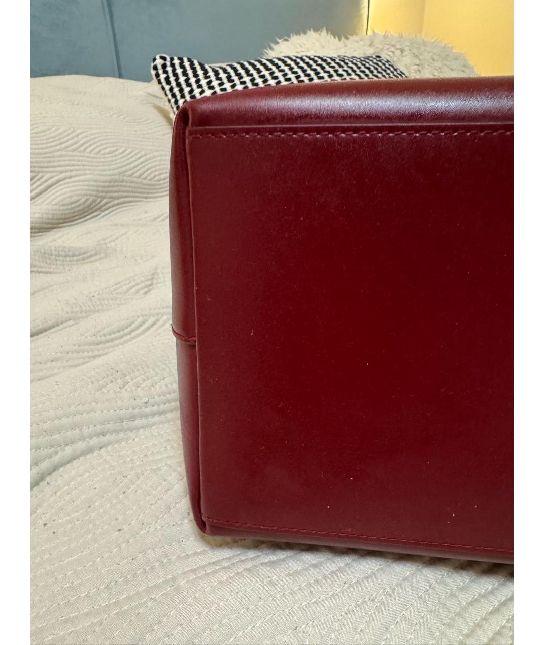 FURLA Бордовая кожаная сумка с короткими ручками, фото 5